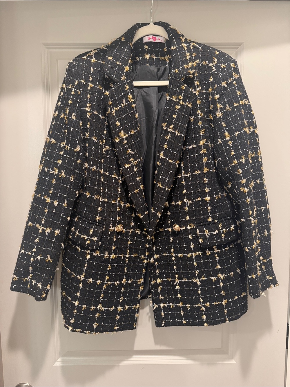 Buddy Love Black & Gold Tweed Blazer Jacket - Women's
